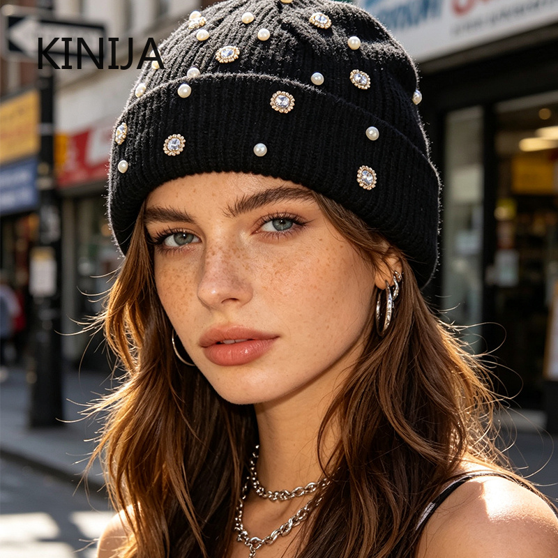 Winter Knit Beanie Hat Pearl R - Beanie Cuffed Knit ulasan dan harga