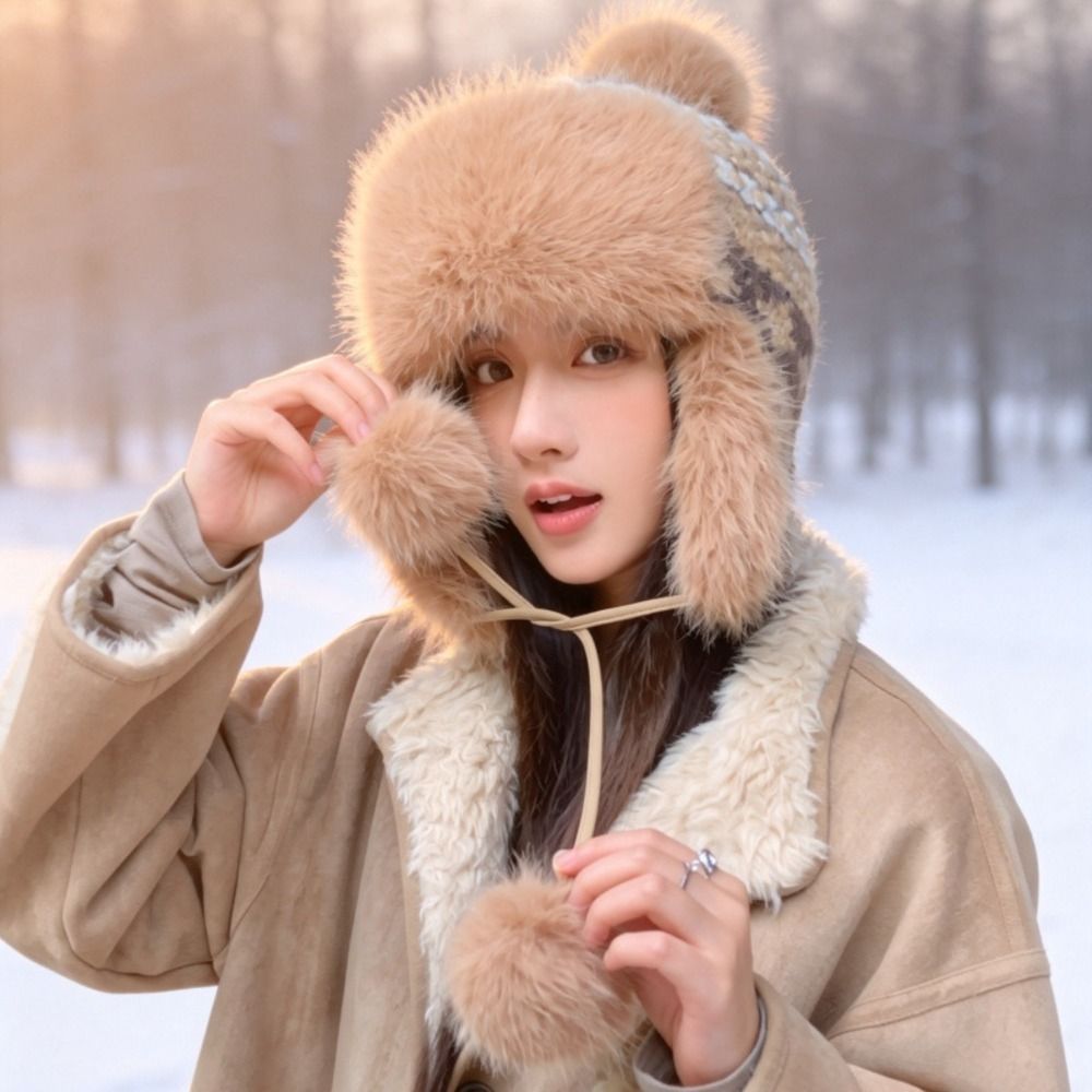 Stylish Polyester Knitted Trap - Trapper Hat Ear Flap ulasan dan harga
