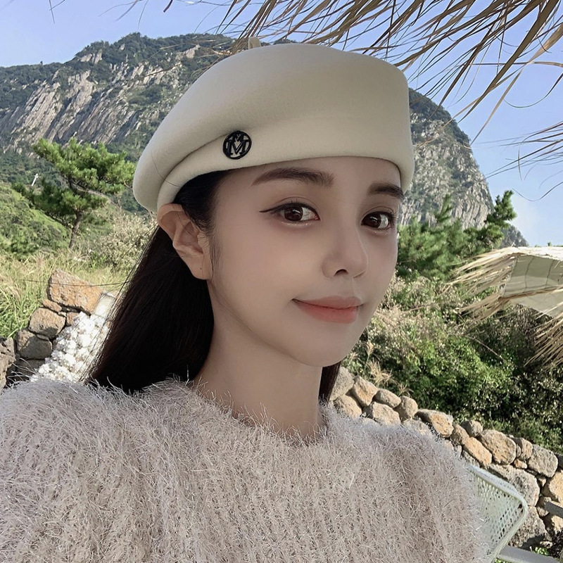 White Wool Beret for Women - C - Beret French Wool ulasan dan harga