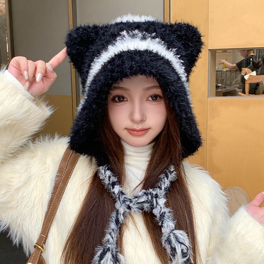 Sweet Polyester Cat Ear Hat On - Trapper Hat Ear Flap ulasan dan harga