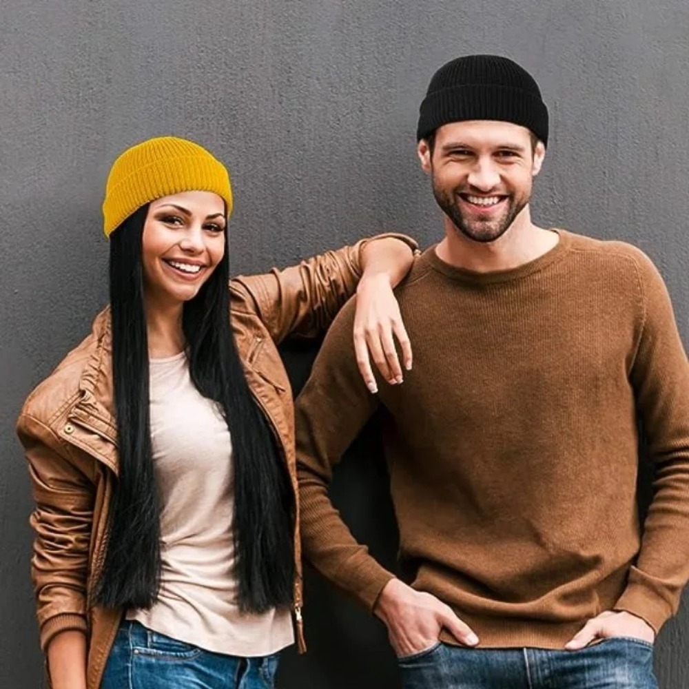 Autumn Winter Unisex Solid Col - Beanie Cuffed Knit ulasan dan harga