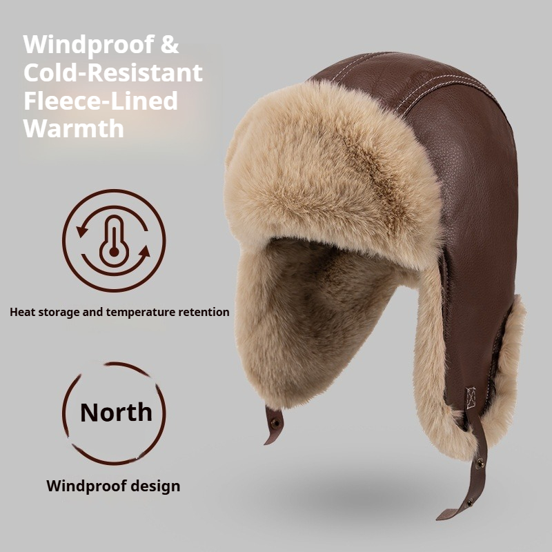 Men Winter Warm PU Leather Tra - Winter Trapper Hat ulasan dan harga