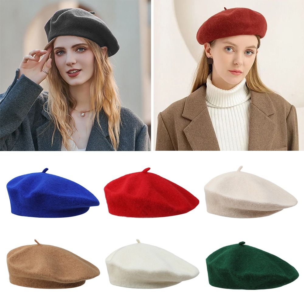 New Unisex Uniform Cap Men Wom - Beret French Wool ulasan dan harga